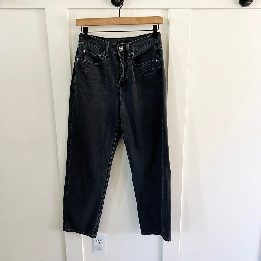 American Eagle Highest Rise 90s Boyfriend Distressed Black Jeans Women's 6 - Picture 2 of 7